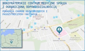 PORADNIA CHORÓB ODZWIERZĘCYCH I PASOŻYTNICZYCH - BONIFRATERSKIE CENTRUM MEDYCZNE SPÓŁKA Z OGRANICZONĄ ODPOWIEDZIALNOŚCIĄ - UL. L.MARKIEFKI 87,  KATOWICE