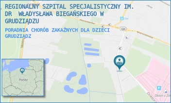 PORADNIA CHORÓB ZAKAŹNYCH DLA DZIECI - REGIONALNY SZPITAL SPECJALISTYCZNY IM. DR  WŁADYSŁAWA BIEGAŃSKIEGO W GRUDZIĄDZU - RYDYGIERA 15/17,  GRUDZIĄDZ