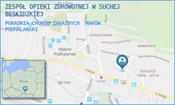 PORADNIA CHORÓB ZAKAŹNYCH - ZESPÓŁ OPIEKI ZDROWOTNEJ W SUCHEJ BESKIDZKIEJ - ALEJA KASZTANOWA 17,  MAKÓW PODHALAŃSKI