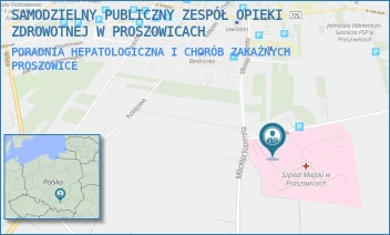 PORADNIA HEPATOLOGICZNA I CHORÓB ZAKAŹNYCH - SZPITAL IM. OJCA RAFAŁA Z PROSZOWIC SAMODZIELNY PUBLICZNY ZESPÓŁ OPIEKI ZDROWOTNEJ W PROSZOWICACH - UL. MIKOŁAJA KOPERNIKA 13,  PROSZOWICE