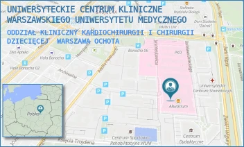 ODDZIAŁ KLINICZNY KARDIOCHIRURGII I CHIRURGII DZIECIĘCEJ - UNIWERSYTECKIE CENTRUM KLINICZNE WARSZAWSKIEGO UNIWERSYTETU MEDYCZNEGO - ŻWIRKI I WIGURY 63A,  WARSZAWA OCHOTA