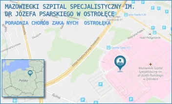 PORADNIA CHORÓB ZAKANYCH - MAZOWIECKI SZPITAL SPECJALISTYCZNY IM. DR JÓZEFA PSARSKIEGO W OSTROŁĘCE - JANA PAWŁA II 120A,  OSTROŁĘKA