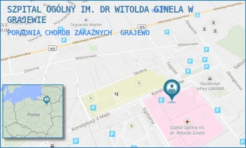 PORADNIA CHORÓB ZAKAŹNYCH - SZPITAL OGÓLNY IM. DR WITOLDA GINELA W GRAJEWIE - KONSTYTUCJI 3 MAJA 34,  GRAJEWO