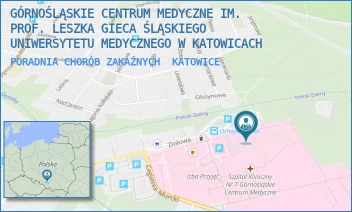 PORADNIA CHORÓB ZAKAŹNYCH - GÓRNOŚLĄSKIE CENTRUM MEDYCZNE IM. PROF. LESZKA GIECA ŚLĄSKIEGO UNIWERSYTETU MEDYCZNEGO W KATOWICACH - UL. ZIOŁOWA 45-47,  KATOWICE