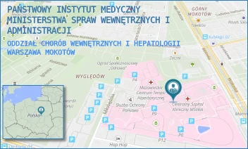 ODDZIAŁ CHORÓB WEWNĘTRZNYCH I HEPATOLOGII - PAŃSTWOWY INSTYTUT MEDYCZNY MINISTERSTWA SPRAW WEWNĘTRZNYCH I ADMINISTRACJI - WOŁOSKA 137,  WARSZAWA MOKOTÓW